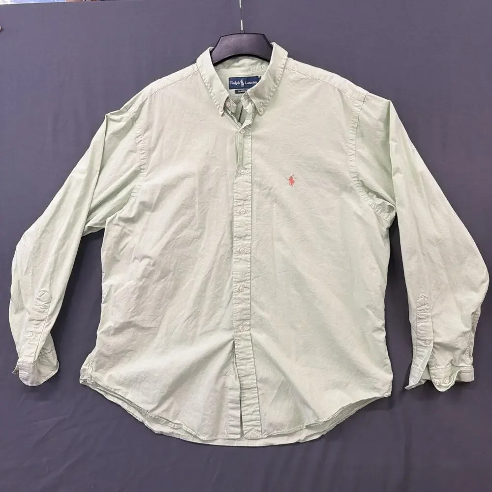 Polo Ralph Lauren Yarmouth Oxford Light Green Button Down Shirt 17 34/35